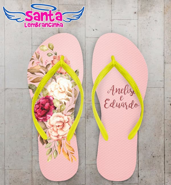 Chinelo Casamento Personalizado com Flores COD 9230