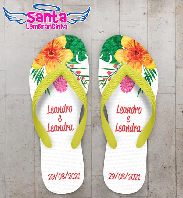 Chinelo Casamento Personalizado com Flores COD 9176