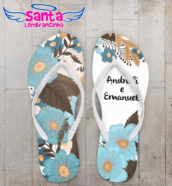 Chinelo Casamento Personalizado Floral COD 9178