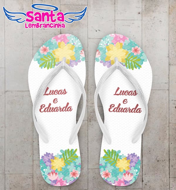 Chinelo Casamento Personalizado com Flores COD 9280