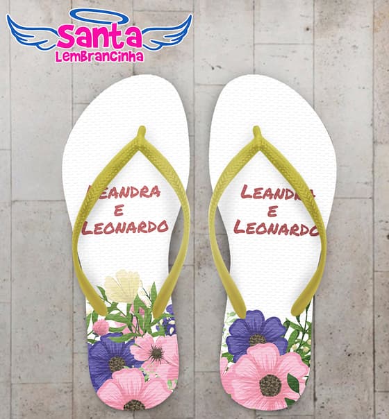 Chinelo Casamento Personalizado com Floral COD 9273