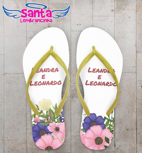 Chinelo Casamento Personalizado com Floral COD 9273