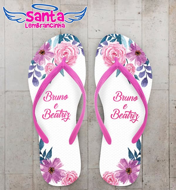 Chinelo Casamento Personalizado com Rosas COD 9228
