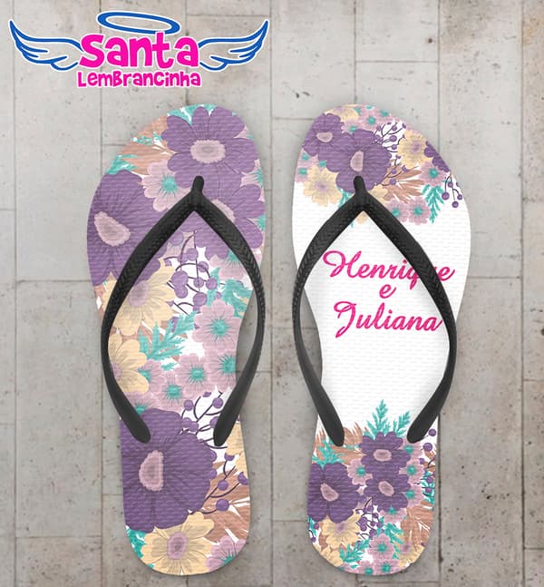 Chinelo Casamento Personalizado com Floral COD 9272