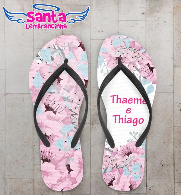 Chinelo Casamento Personalizado com Floral COD 9274