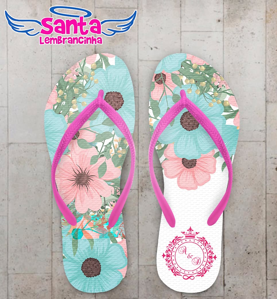 Chinelo Casamento Personalizado Floral COD 9180