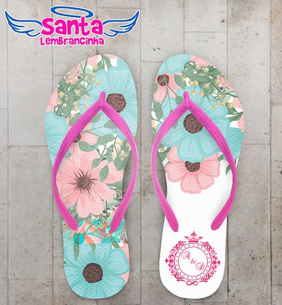 Chinelo Casamento Personalizado Floral COD 9180