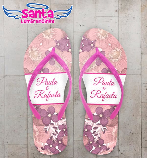 Chinelo Casamento Personalizado com Floral COD 9282