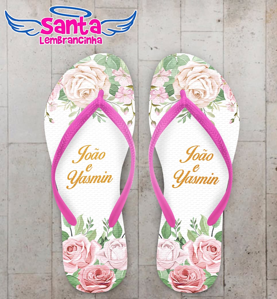 Chinelo Casamento Personalizado com Flores COD 9227