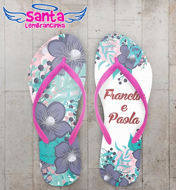 Chinelo Casamento Personalizado com Floral COD 9266