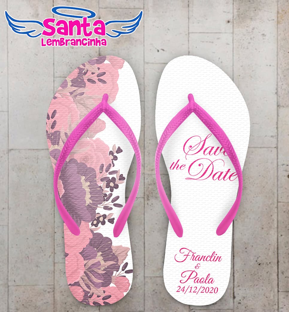 Chinelo Casamento Personalizado com Floral COD 9267
