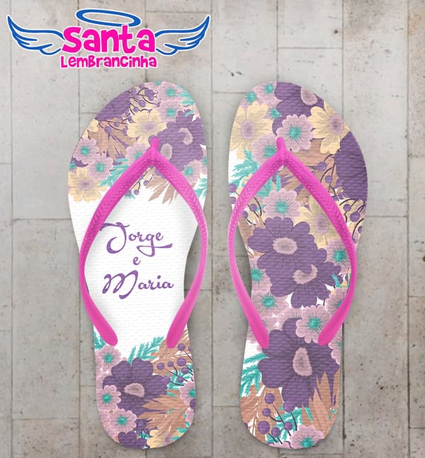 Chinelo Casamento Personalizado com Floral COD 9270