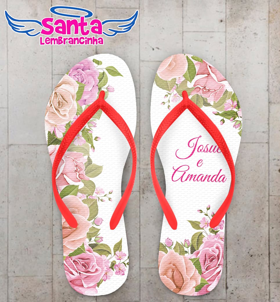 Chinelo Casamento Personalizado com Flores COD 9226