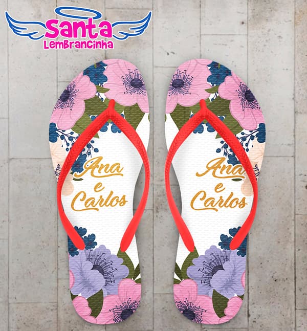 Chinelo Casamento Personalizado com Floral COD 9281