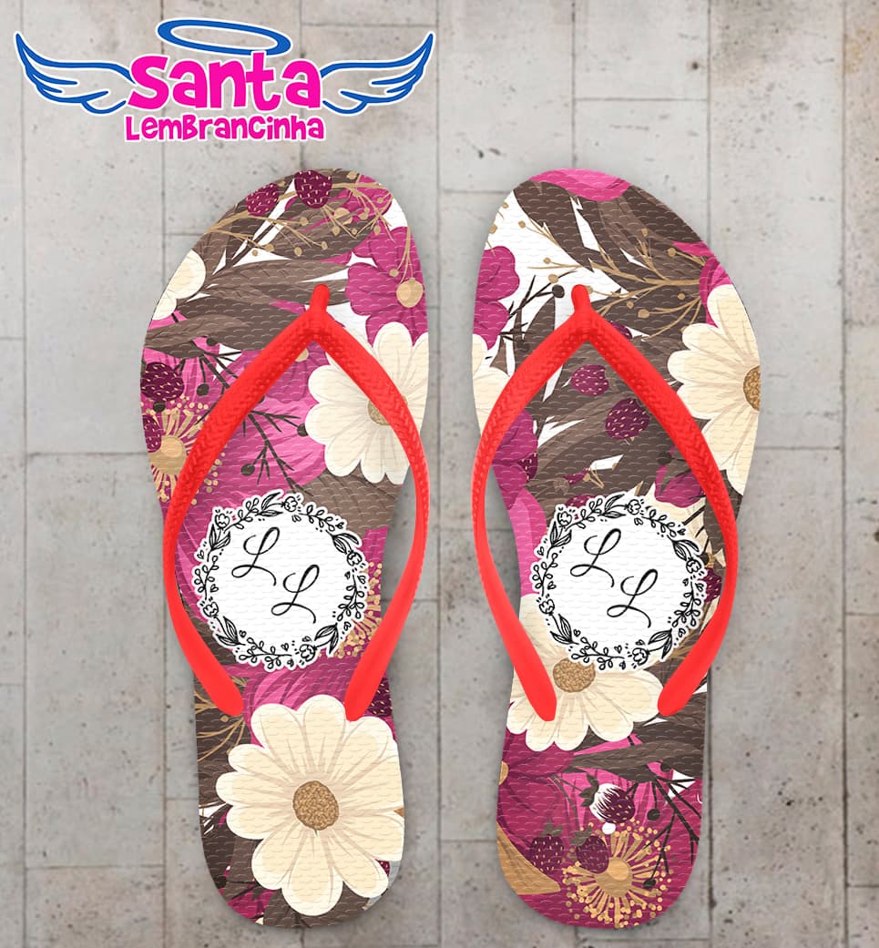 Chinelo Casamento Personalizado Floral COD 9179