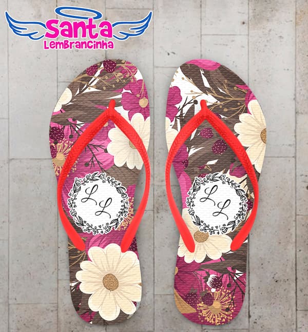 Chinelo Casamento Personalizado Floral COD 9179