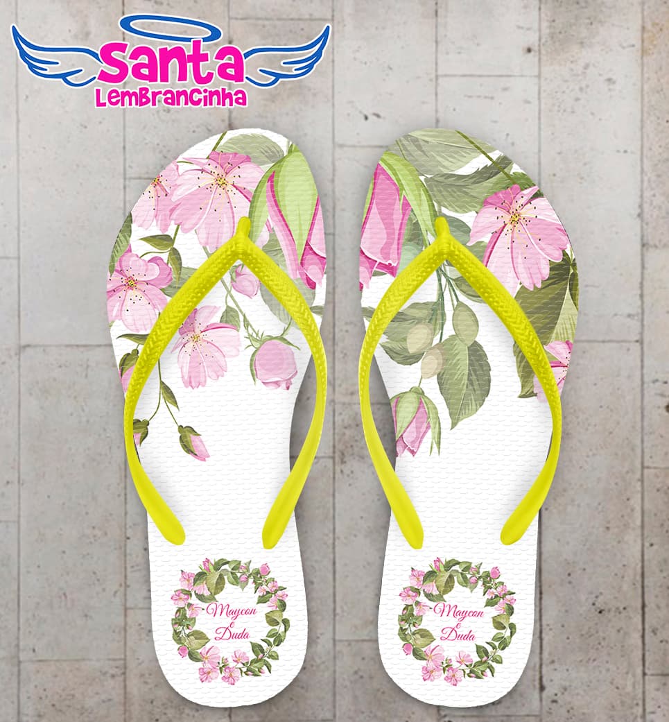 Chinelo Casamento Personalizado com Floral COD 9223