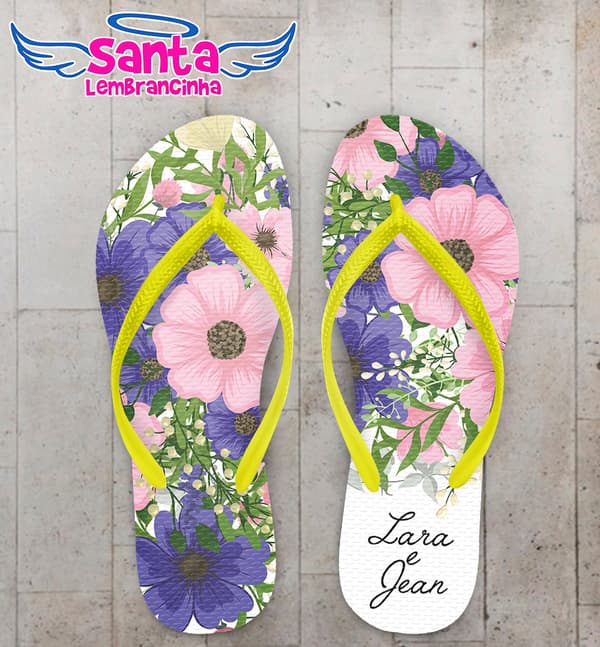 Chinelo Casamento Personalizado com Flores COD 9278