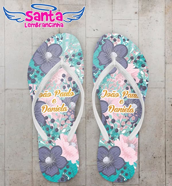 Chinelo Casamento Personalizado com Floral COD 9276
