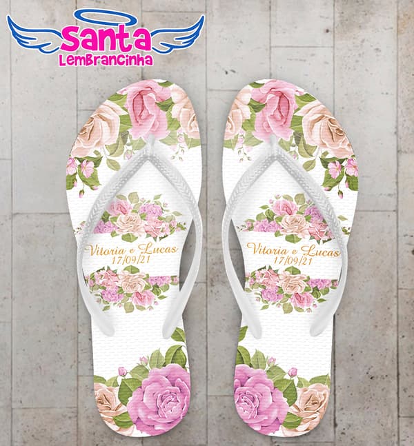 Chinelo Casamento Personalizado com Flores COD 9221