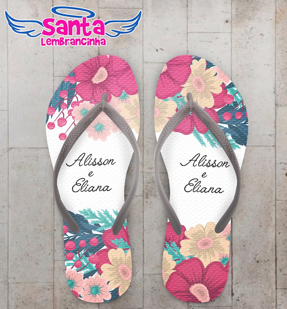 Chinelo Casamento Personalizado com Flores COD 9279