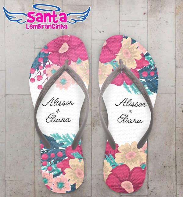 Chinelo Casamento Personalizado com Flores COD 9279