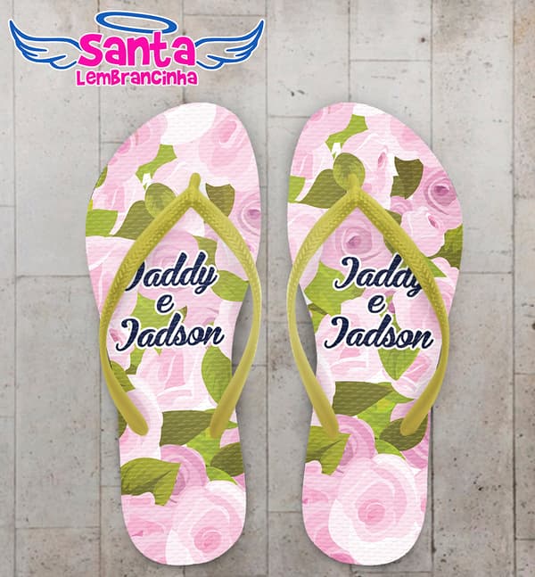 Chinelo Casamento Personalizado com Floral COD 9275