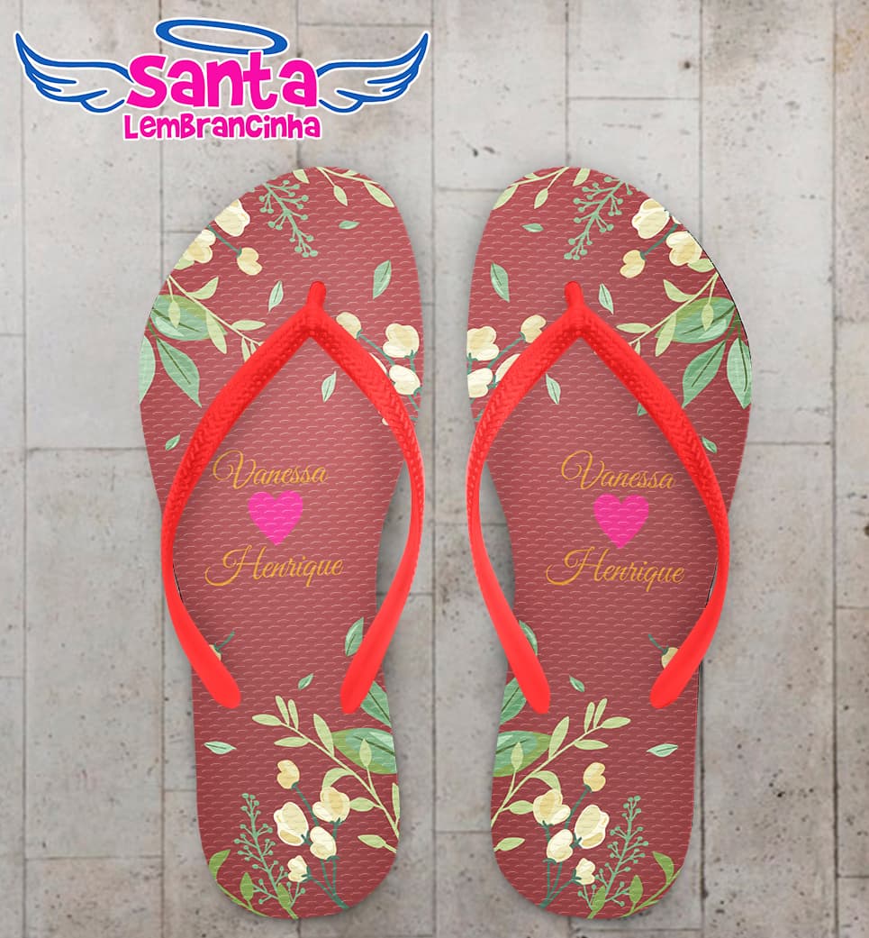 Chinelo Casamento Personalizado com Flores COD 9231