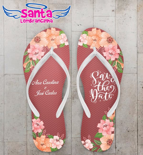 Chinelo Casamento Personalizado com Flores COD 9234