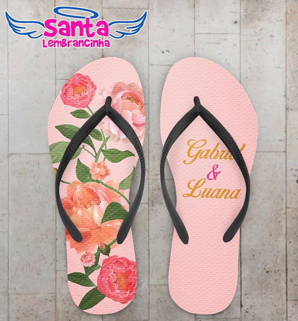 Chinelo Casamento Personalizado com Flores COD 9235