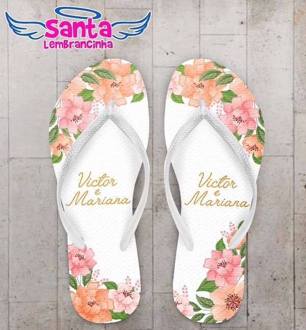 Chinelo Casamento Personalizado com Floral COD 9284
