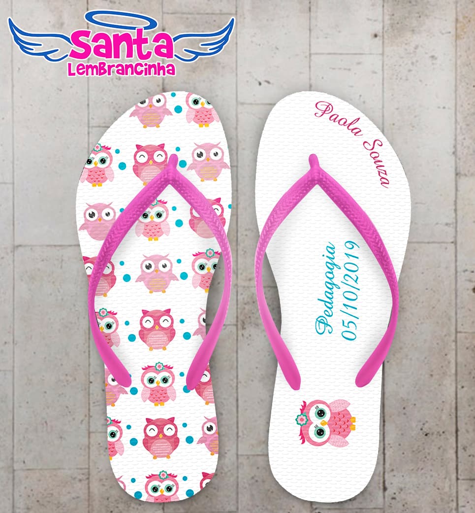 Chinelo Personalizado Formatura Pedagogia com Corujas COD 9091