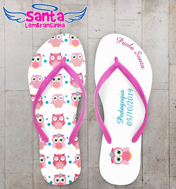 Chinelo Personalizado Formatura Pedagogia com Corujas COD 9091