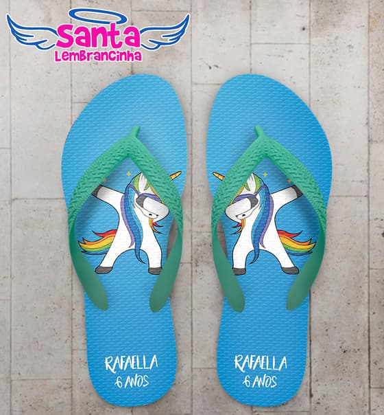 Chinelo Personalizado Infantil Unicórnio COD 9110