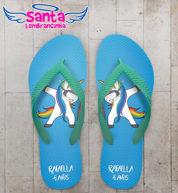 Chinelo Personalizado Infantil Unicórnio COD 9110