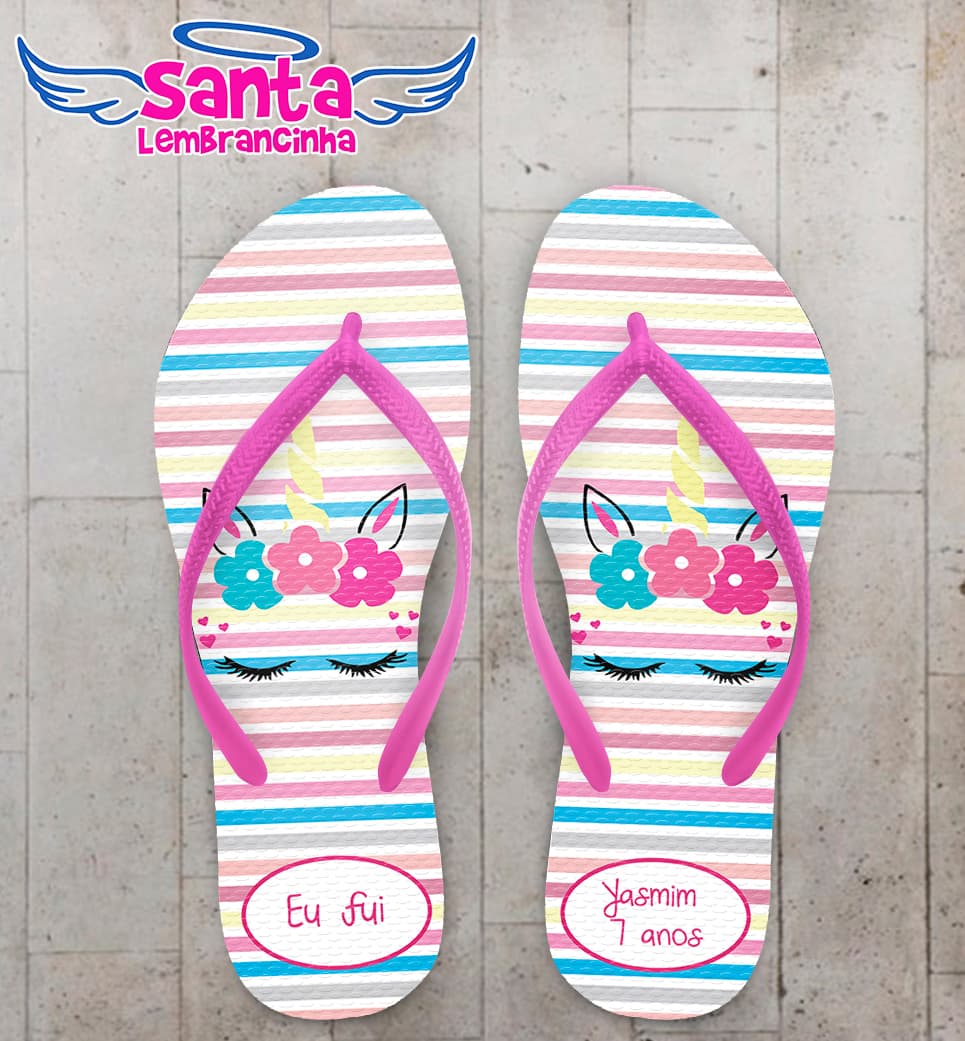 Chinelo Personalizado Infantil Unicórnio COD 9111