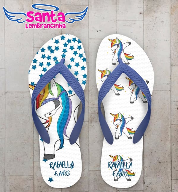 Chinelo Personalizado Infantil Unicórnio COD 9108