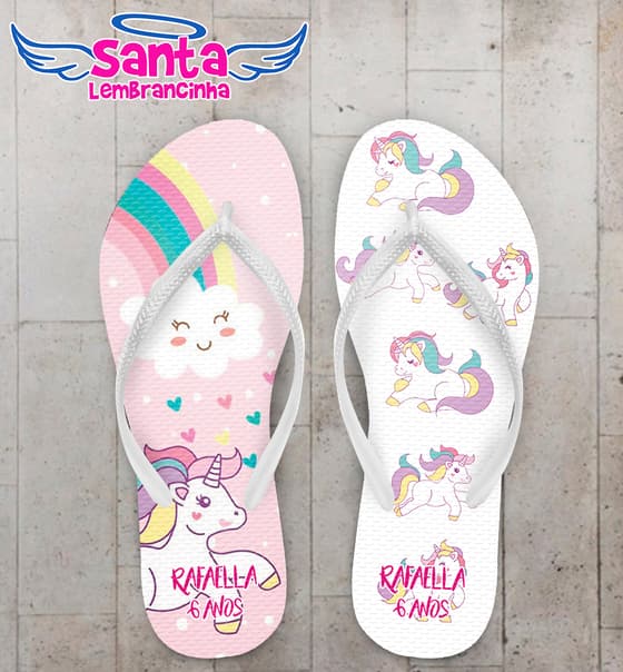 Chinelo Personalizado Infantil Unicórnio COD 9107