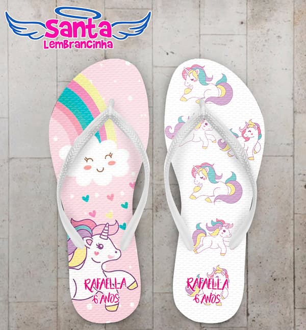 Chinelo Personalizado Infantil Unicórnio COD 9107
