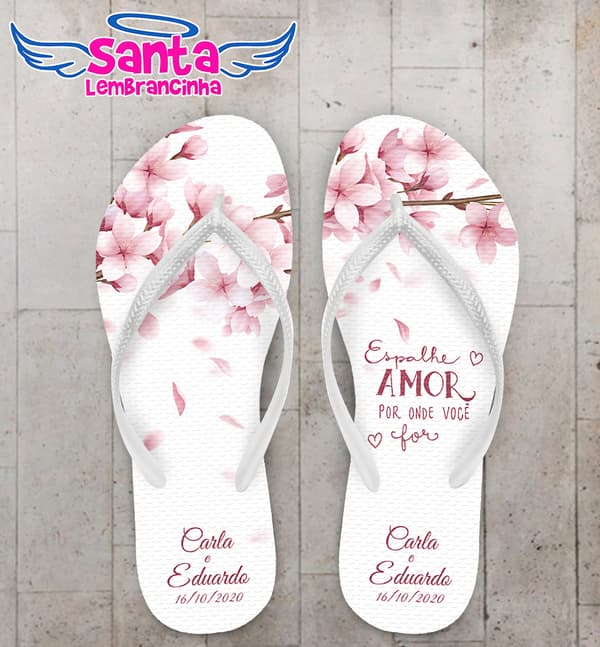 Chinelo Casamento Personalizado com Cerejeira COD 9118