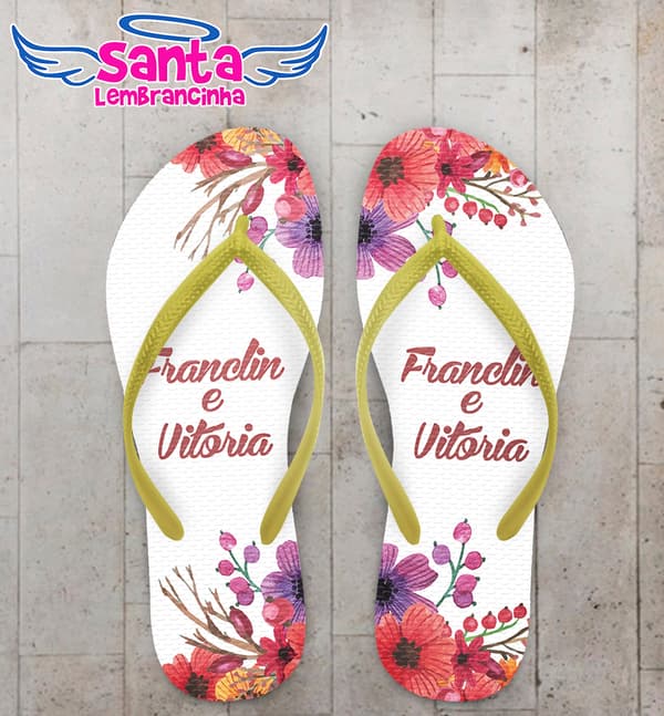 Chinelo Casamento Personalizado com Flores COD 9219