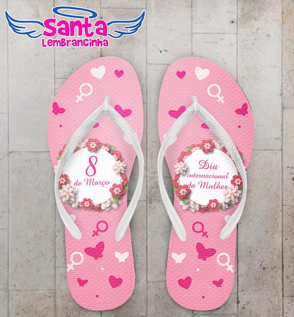 Chinelo Dia da Mulher Personalizado com Flores COD 9140