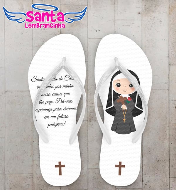 Chinelo Religioso Católico Personalizado Rita de Cassia COD 9560