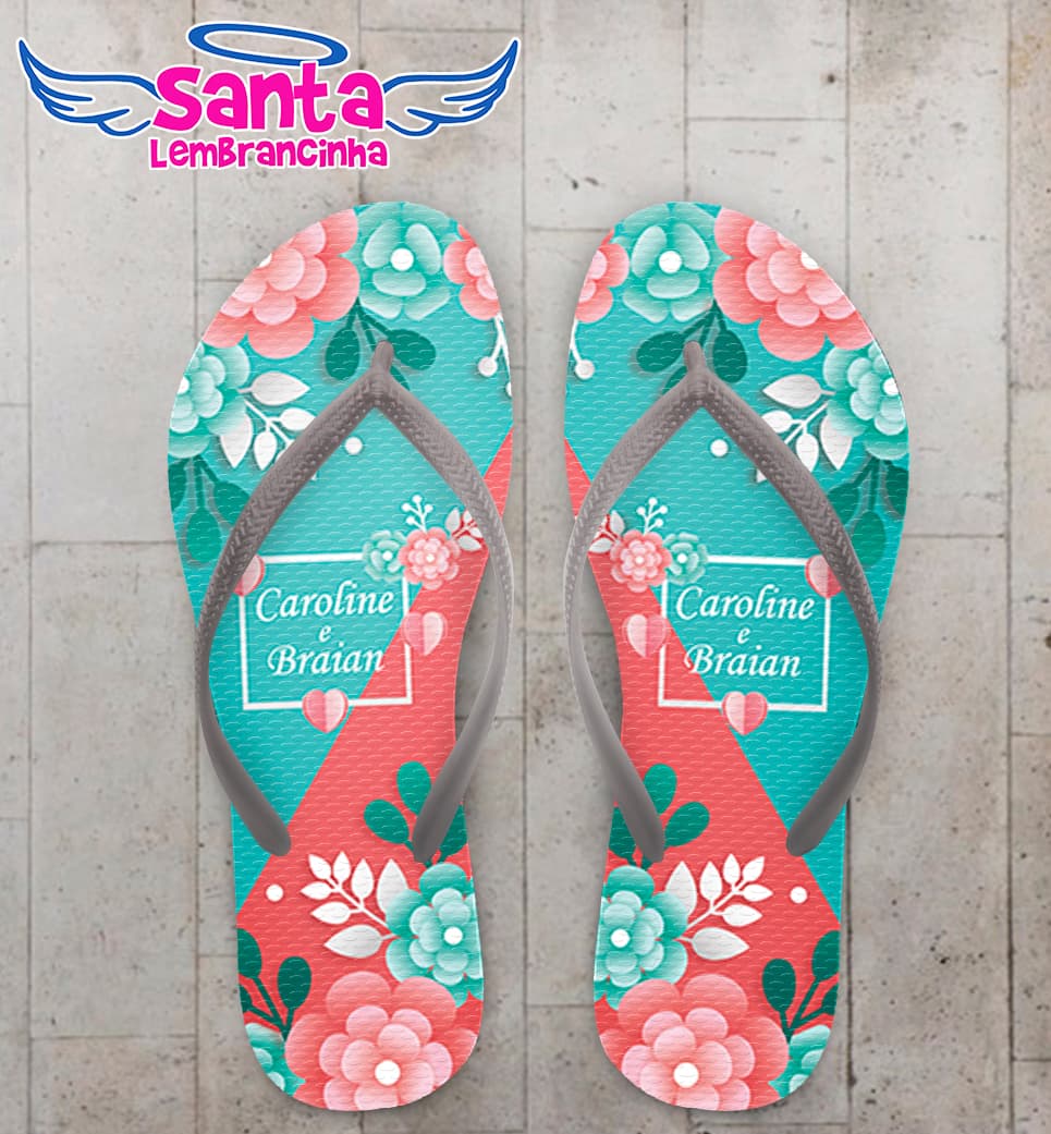 Chinelo Casamento Personalizado Floral COD 9345