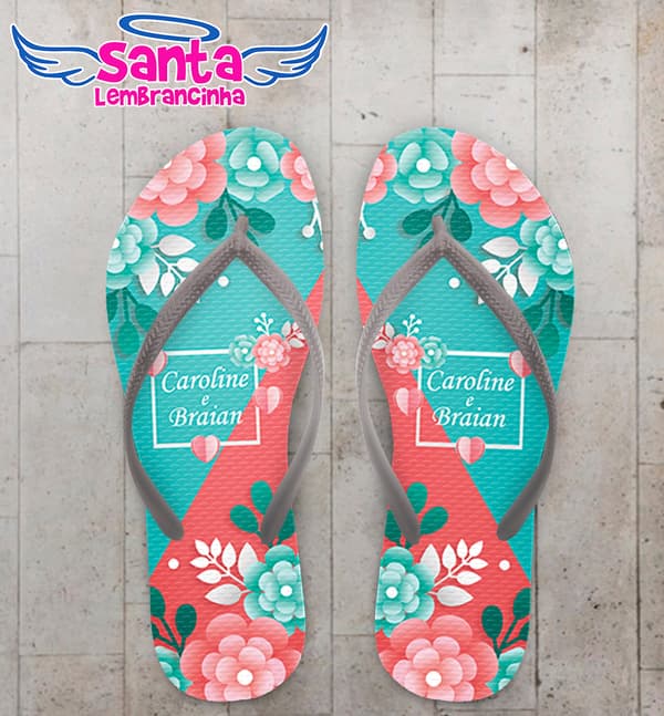 Chinelo Casamento Personalizado Floral COD 9345