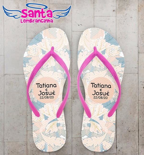 Chinelo Casamento Personalizado Aquarela COD 9330