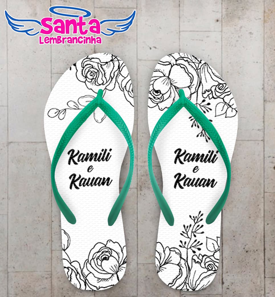 Chinelo Casamento Personalizado Floral COD 9336