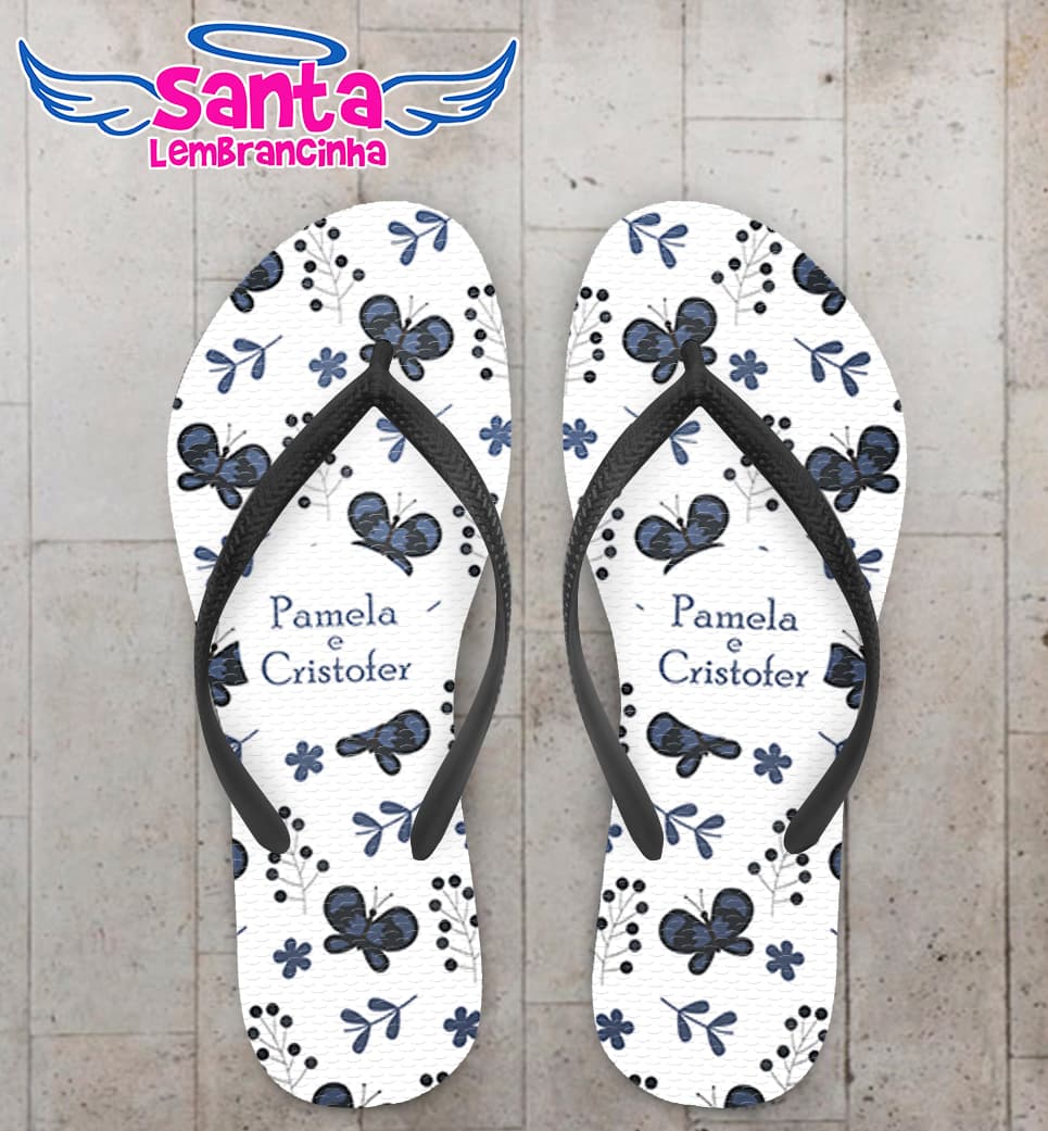 Chinelo Casamento Personalizado Borboletas COD 9354