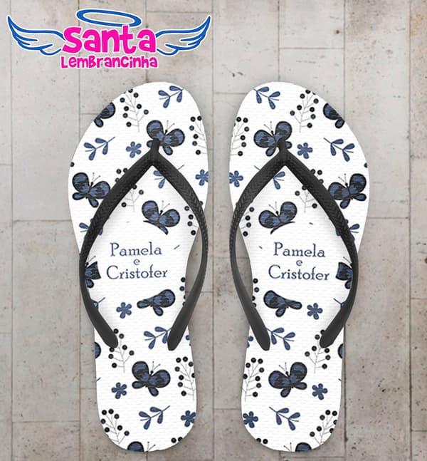 Chinelo Casamento Personalizado Borboletas COD 9354