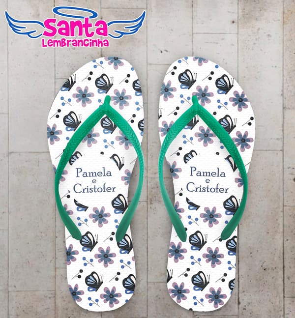 Chinelo Casamento Personalizado Borboletas COD 9355